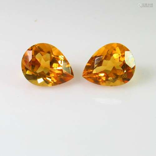 5.03 Ct Natural Bright Yellow Citrine Pear Pair