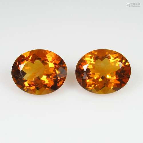 6.67 Ct Natural Bright Yellow Citrine Oval Pair