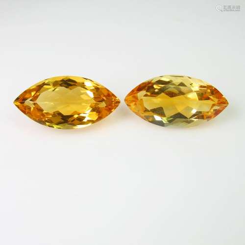 11.75 Ct Natural Bright Yellow Citrine Marquise Pair