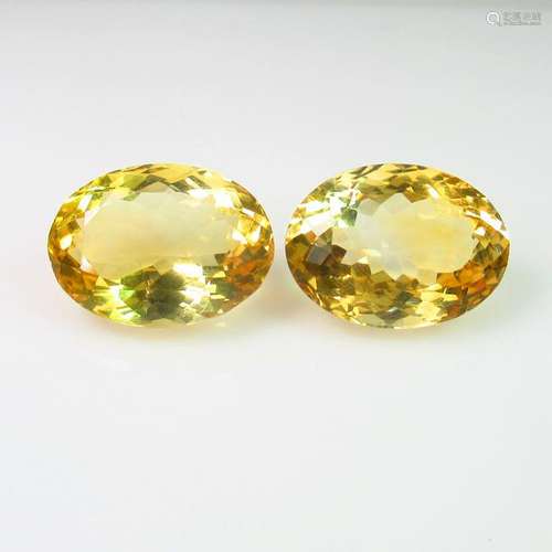 25.42  Ct Natural Bright Yellow Citrine Oval Pair