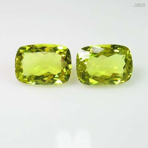 13.47 Ct Natural Yellow Lemon Quartz Cushion Pair