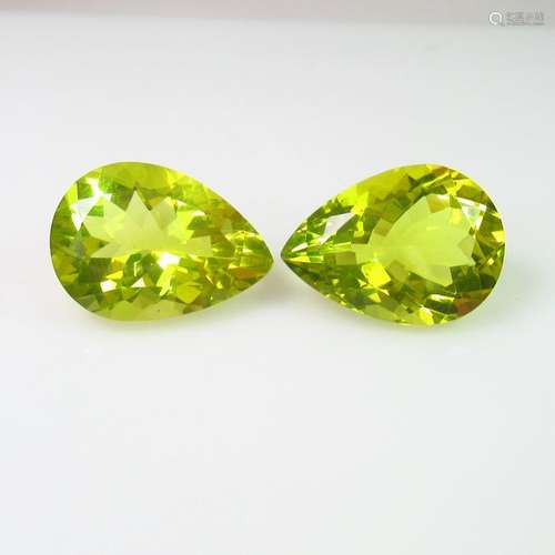 20.66 Ct Natural Yellow Lemon Quartz Pear Pair