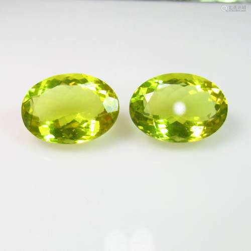 23.33 Ct Natural Yellow Lemon Quartz Oval Pair