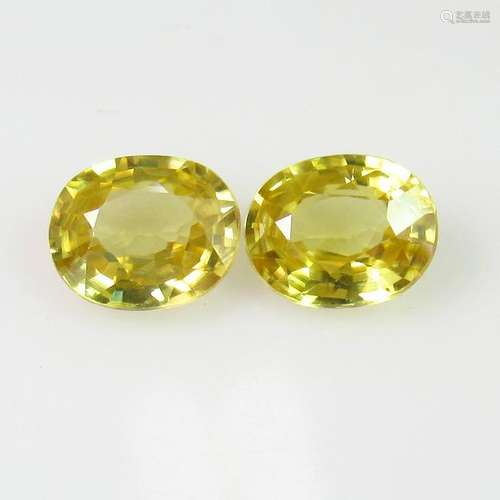 2.75 Ctw Natural Yellow Zircon Oval Pair