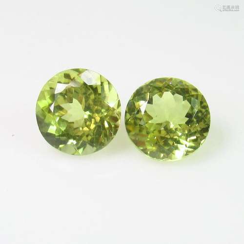 2.85 Ct Natural Lime Green Sillimanite Round Pair