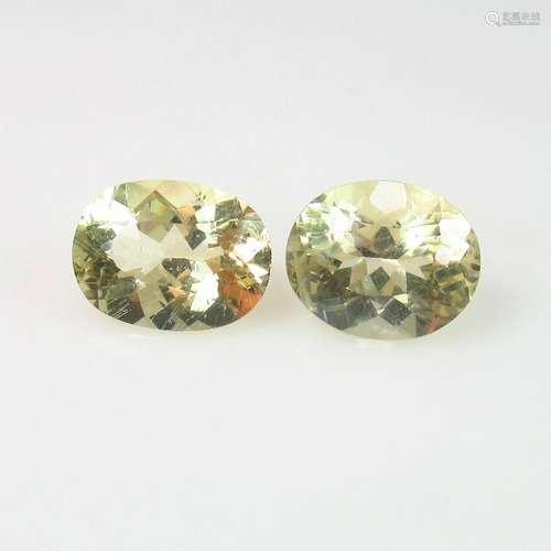 5.42 Ct Natural Yellow Beryl Oval Pair