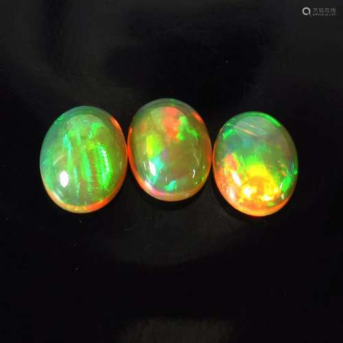 3.75 Ct Natural 3 Ethiopian Multi-Color Fire Opal Oval