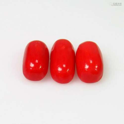 6.32 Ct Natural Italian Red Coral Capsule Set