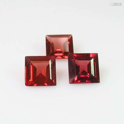 3.44 Ct Natural Rhodolite Garnet Square Set