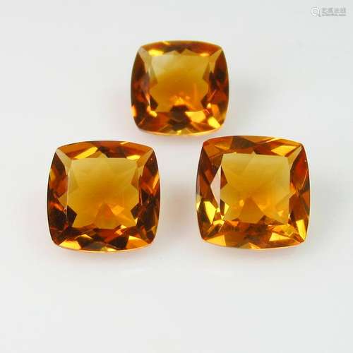 6.40 Ctw Natural 3 Citrine Cushion Set