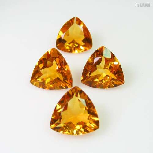 8.20 Ctw Natural 4 Citrine Trillion Set