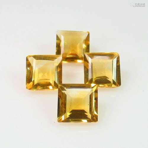 3.72 Ctw Natural 4 Citrine Square Set