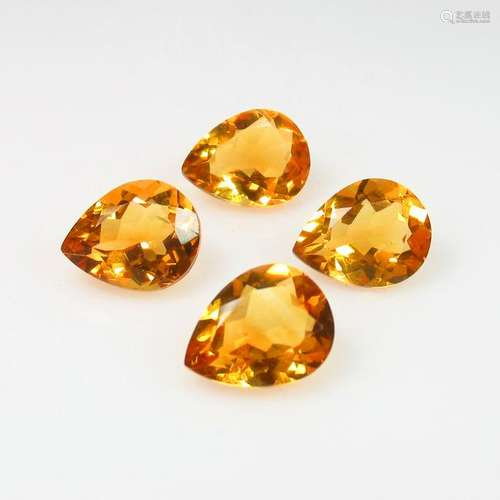 8.82 Ctw Natural 4 Citrine Pear Set