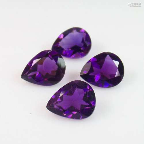 7.70 Ct Natural 4 Purple Amethyst Pear Set