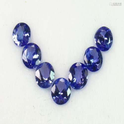 5.12 Ctw Natural 7 Tanzanite Oval Necklace Set