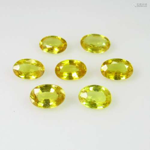 3.76 Ct Natural 7 Yellow Sapphire Oval Necklace Set