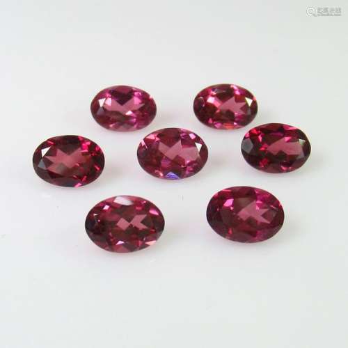 6.82 Ct Natural 7 Rhodolite Garnet Oval Necklace Set