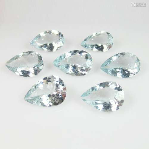 14.44 Ct Natural 7 Aquamarine Pear Necklace Set