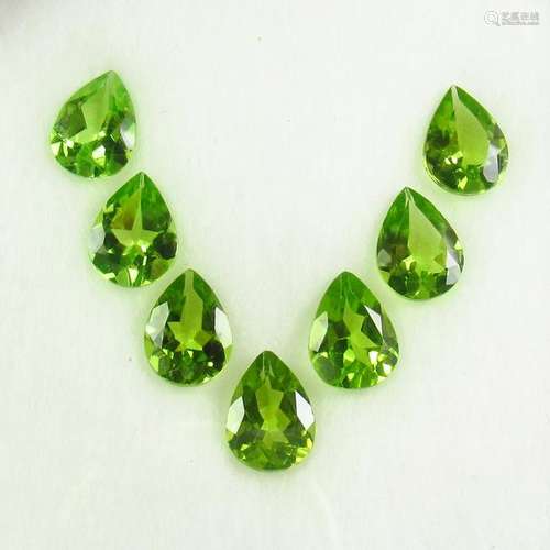 8.44 Ct Natural 7 Pakistan Peridot Pear Necklace Set