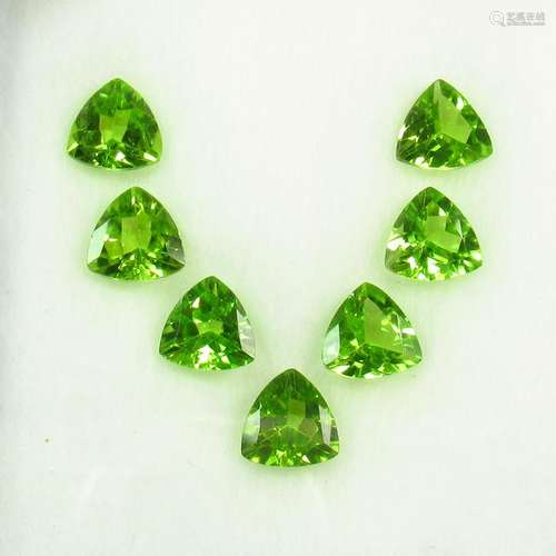 7.39 Ct Natural 7 Pakistan Peridot Trillion Necklace