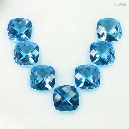 11.83 Ct Natural 7  Blue Topaz Cushion Necklace Set