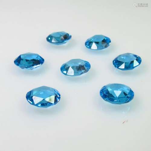 14.24 Ct Natural 7 Blue Topaz Round Necklace Set