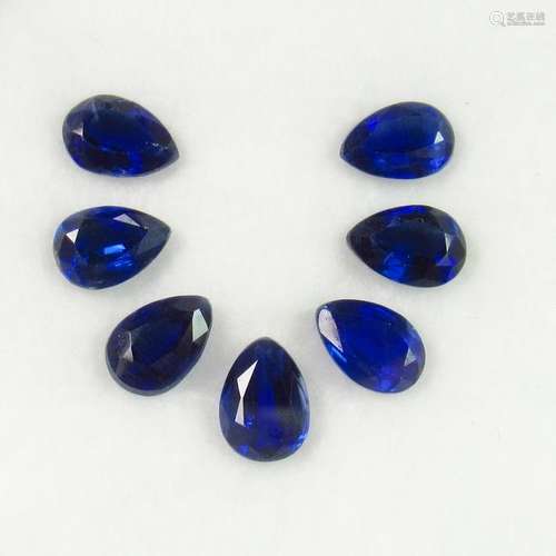 6.40 Ct Natural 7 Deep Blue Kyanite Pear Necklace Set