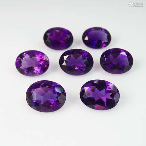 11.81 Ct Natural 7 Purple Amethyst Oval Necklace Set