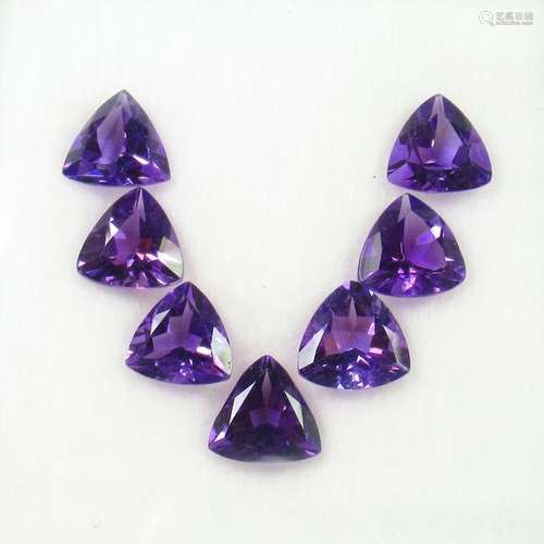 9.45 Ct Natural 7 Purple Amethyst Trillion Necklace Set