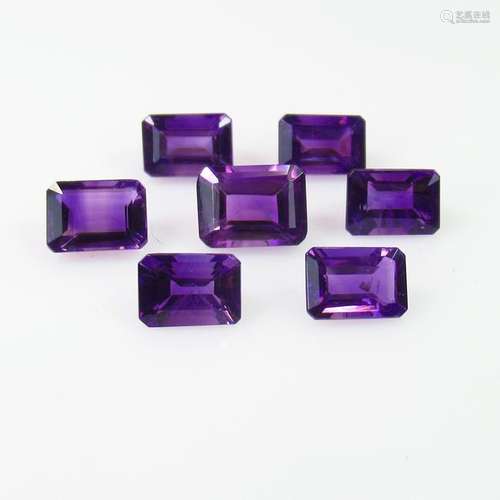 7.43 Ct Natural 7 Purple Amethyst Octagon Necklace Set