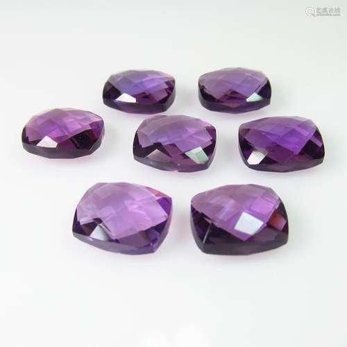 19.92 Ct Natural 7 Purple Amethyst Cushion Necklace Set