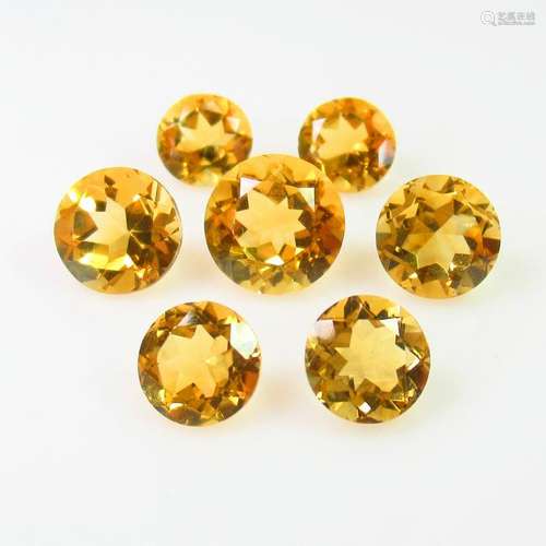 11.72 Ct Natural 7 Citrine Round Necklace Set