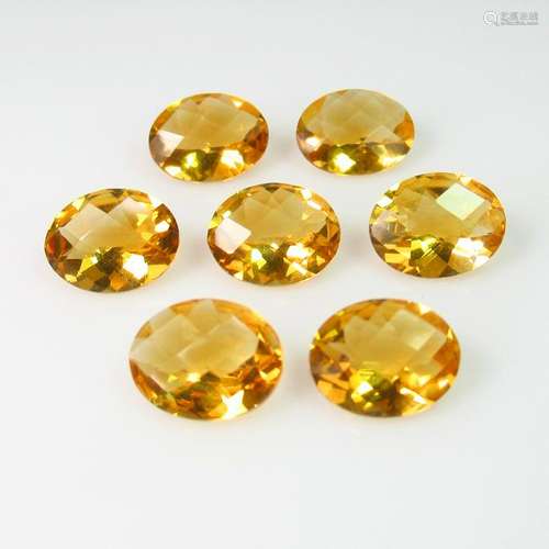 9.42 Ct Natural 7 Citrine Oval Necklace Set