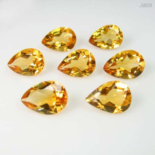 12.32 Ct Natural 7 Citrine Pear Necklace Set