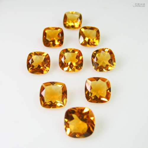 7.33 Ct Natural 9 Citrine Cushion Necklace Set