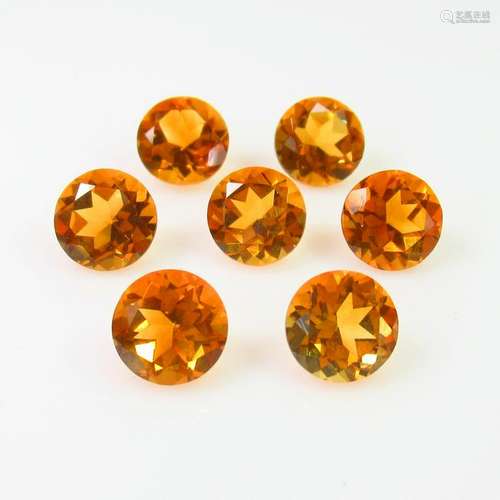 9.43 Ct Natural 7 Citrine Round Necklace Set