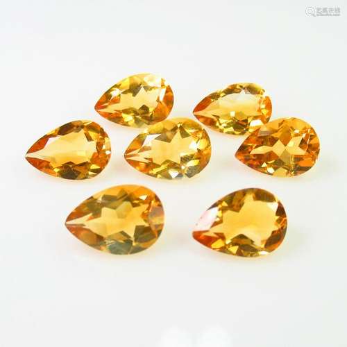 12.56 Ct Natural 7 Citrine Pear Necklace Set