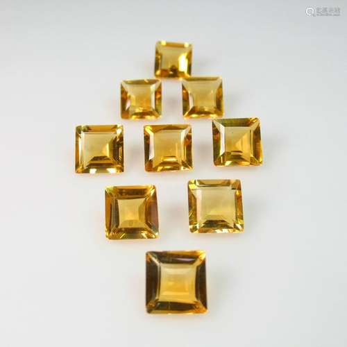 9.02 Ctw Natural 9 Citrine Square Necklace Set