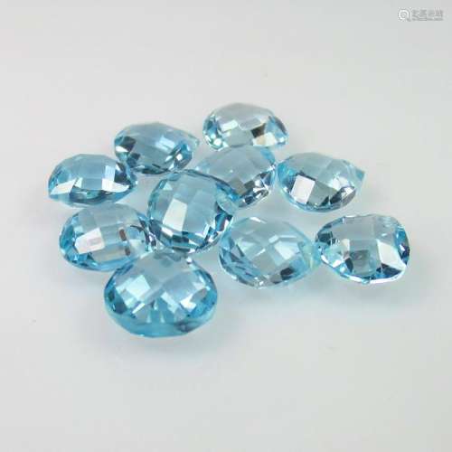 18.70 Ct Natural 10 Drilled Blue Topaz Pear Matching