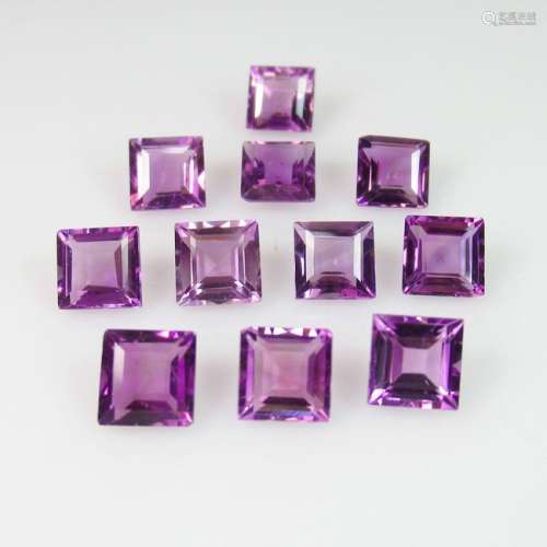 6.58 Ct Natural 11 Purple Amethyst 5 mm Square Set