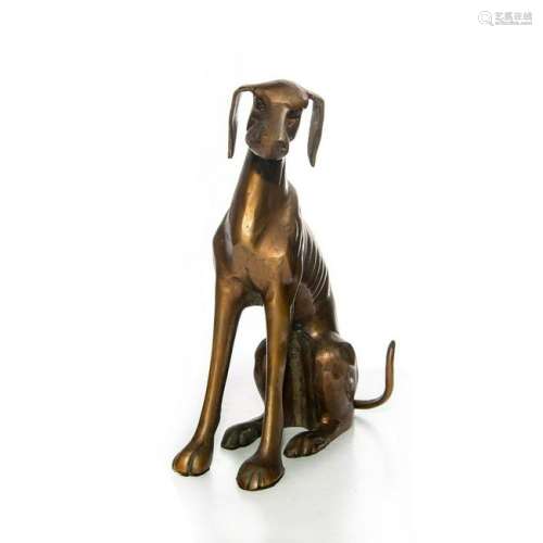 BRONZE FIGURE, DOG SITTING