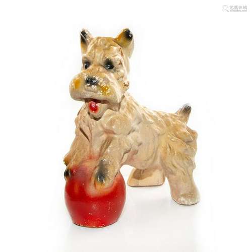 CHALKWARE FIGURE, TERRIER DOG