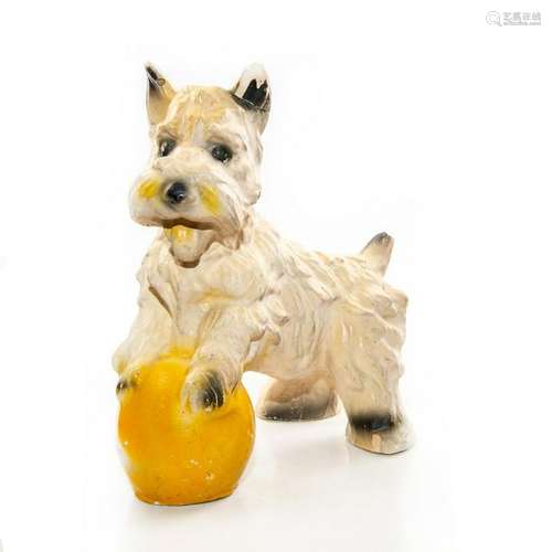 CHALKWARE FIGURE, TERRIER DOG