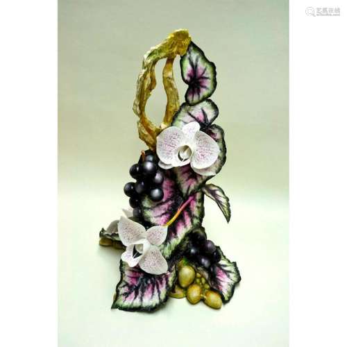 CONNOISSEUR PORCELAIN OF MALVERN ORCHID FLORAL AND