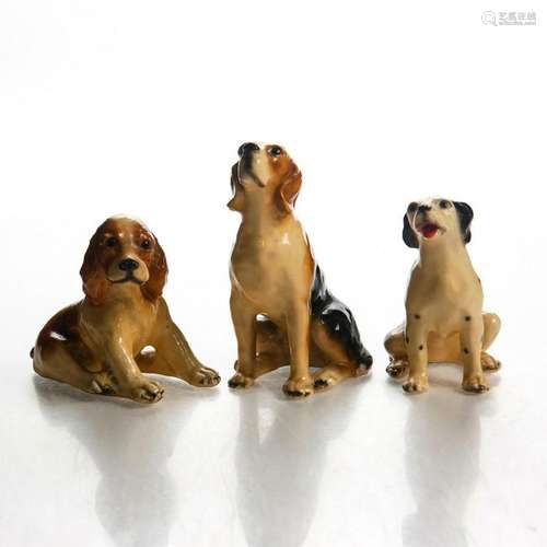 3 MORTENS STUDIOS CERAMIC DOG FIGURINES