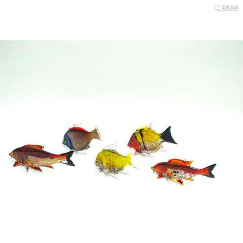 MURANO GLASS TROPICAL FISH ASSORTMENT OF FIVE