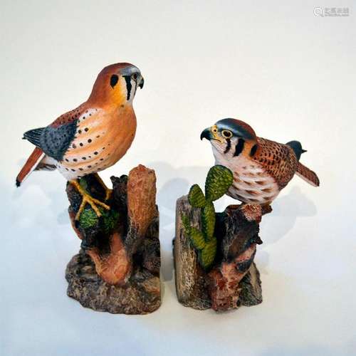 HAWKS SCULPTURE BOOKENDS, PAIR