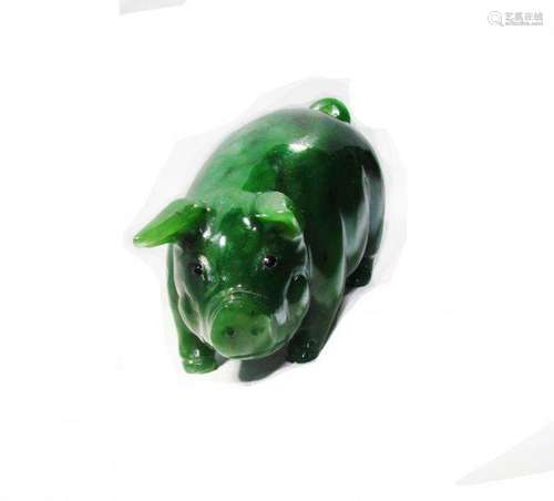 Canada Solid Natural Jade Carved Pig 1.20 pound