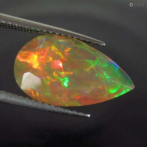 3.20 Ct Natural  Multi-Color Faceted Fire Opal Pear Cut
