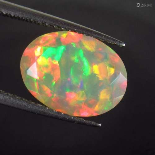 2.08 Ct Natural  Multi-Color Faceted Fire Opal Oval Cut